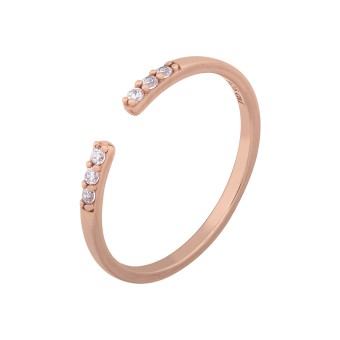 CAI Ring 925/- Sterling Silber rosévergoldet offen Zirkonia Stacking 050 (15,9)