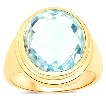 Ring 925-Sterling Silber vergoldet Glänzend Blautopas beh.Blau 017 (53,5)