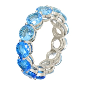 Fashionbox Ring Messing rhodiniert mit Zirkonia blau 050 (15,9)