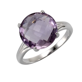 Ring Silber 925 rhodiniert mit echtem Amethyst 12mm 052 (16,6)