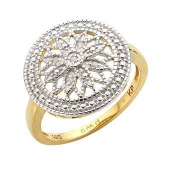 Ring Silber 925 vergoldet mit 5x Diamant zus. 0,05ct. 052 (16,6)