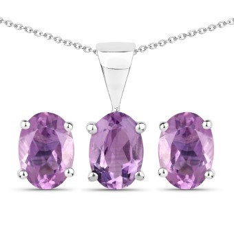 Vira Jewels Schmuck-Set Silber 925 rhodiniert mit echtem Amethyst 