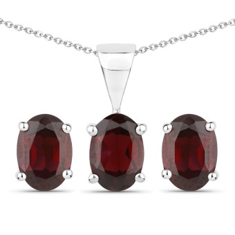 Vira Jewels Schmuck-Set Silber 925 rhodiniert mit echtem Granat 