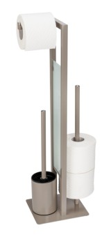 Wenko Stand WC-Garnitur Mod. Rivalta Taupe, Platte aus Sicherheitsglas 