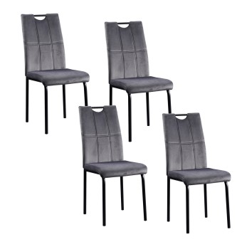 HTI-Living Stuhl Denton Velvet 4er-Set Grau