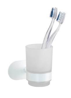 Wenko Turbo-Loc® Zahnputzbecherhalter Uno Orea White matt, aus rostfreiem Edelstahl 