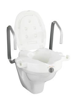WC-Sitz Erhöhung mit Stützgriffen Secura, mit Easy-Close Absenkautomatik 