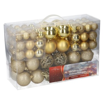 HTI-Living Weihnachtskugel Set, 100 Stück Gold 